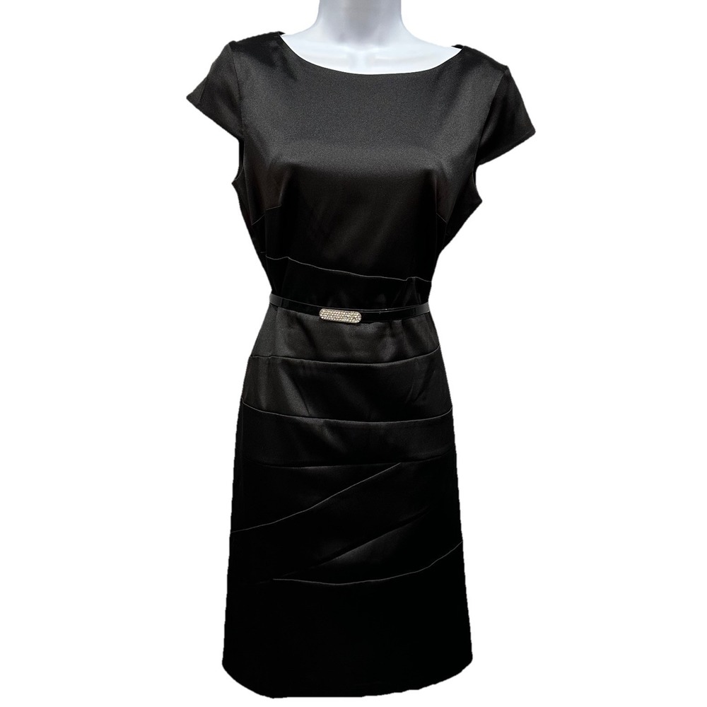 Alyx Limited Evening Dress Women's 10 Black Midi Zip Up Sleeveless Sheath Belted
